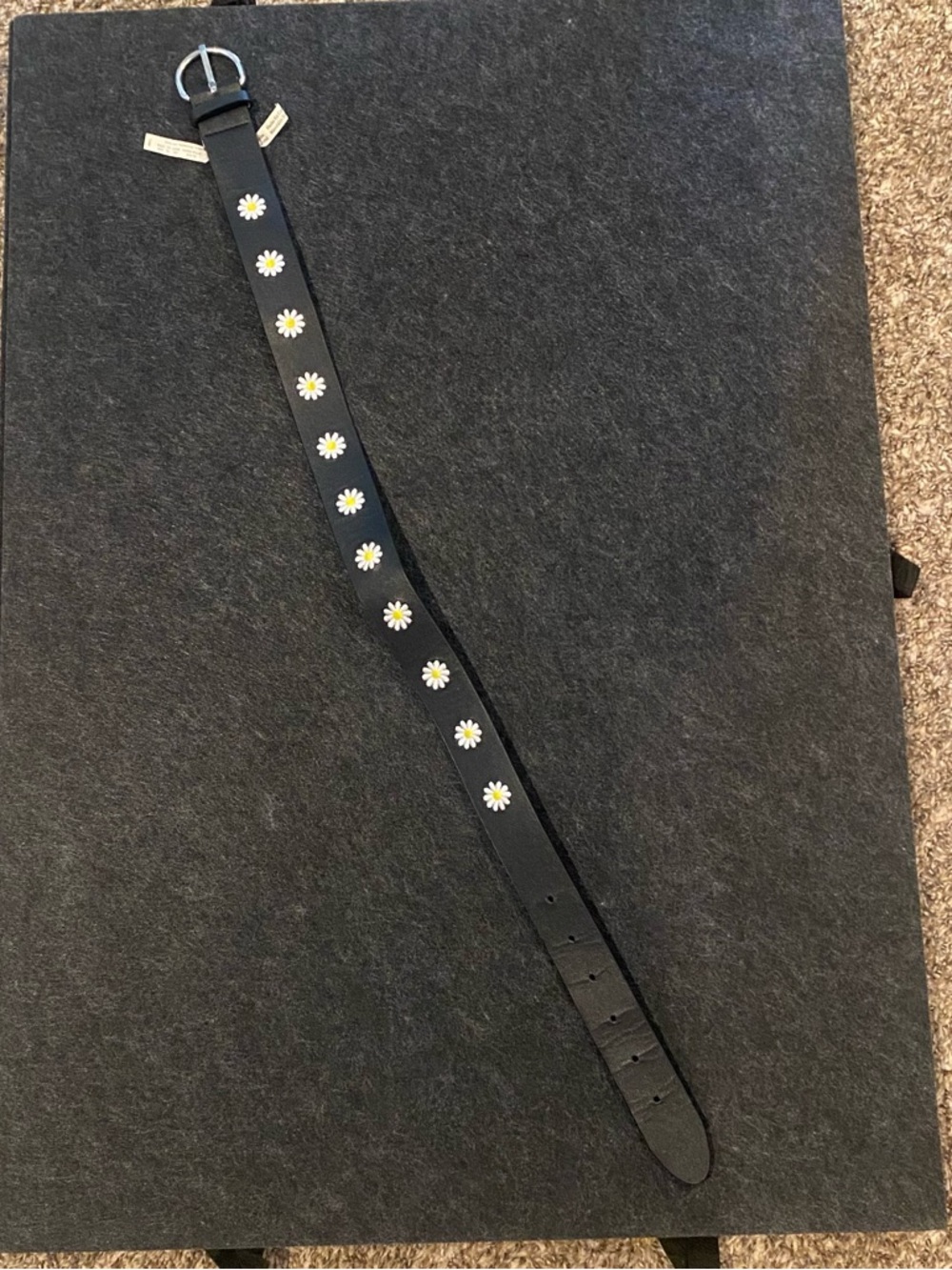 Target Black Kids Belt with White Daisy Accents